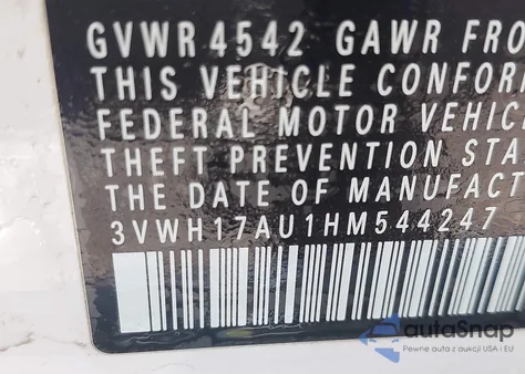 2017 Volkswagen Golf Alltrack Tsi S/Tsi Se/Tsi Sel z USA, uszkodzony, nr VIN 3VWH17AU1HM544247